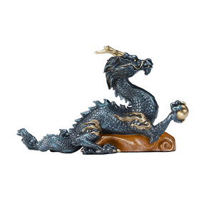 Copper World Dragon Ornament Brass <b>Craft</b> Desktop Decor Chinese New Year Gift Auspicious Beast Home Office Decoration - Product Image 4