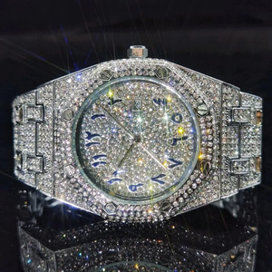 2025 moda di alta qualità Bling Bling orologi al quarzo Hip Hop ghiacciato oro <span class=keywords><strong>argento</strong></span> oro rosa <span class=keywords><strong>orologio</strong></span> popolare per gli uomini delle donne - Product Image 1
