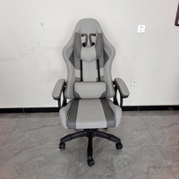 Chaise de jeu en tissu et cuir combinés avec repose-pieds, chaises de salle de jeux pour ordinateur