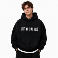Sweat à capuche pour homme en molleton de coton épais de haute qualité, imprimé OEM, brodé, avec motif graphique gothique en feuille d'argent métallique brillante, collection automne