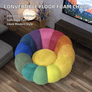 Round Velvet <b>Sofa</b> Chair Rainbow Color Cushion Back Armless Contemporary Living Room One Seat Upholstered <b>Sofa</b> <b>Bed</b> - Product Image 2