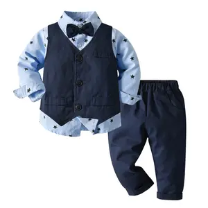 Autumn 3pcs star vest shirt suit 10 years baby boy dresses