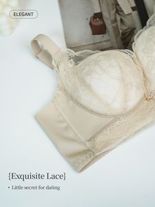Soutien-gorge en dentelle ajustable pour femme, confortable, avec rassemblement latéral, anti-affaissement, léger, bonnet fin, maintien solide - Product Image 4