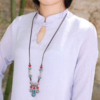 Long collier en céramique Vintage style ethnique minimaliste pendentif vêtements polyvalent décoratif chaîne de saut pour femmes