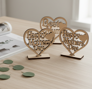 Manualidades Creativas de Madera Contrachapada Hechas a Mano, Decoración Navideña para el Hogar, Diseño de Corazón Hueco, Letras Cortadas con Láser, Regalos de Madera - Product Image 4
