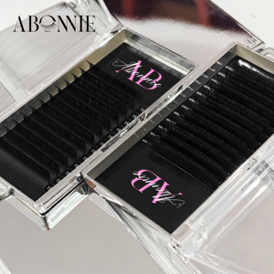 Extensions de <span class=keywords><strong>cils</strong></span> individuelles souples pour usage professionnel, compatibles végétaliens, <span class=keywords><strong>volume</strong></span> <span class=keywords><strong>russe</strong></span>, noir mat, en plateaux, vente en gros - Product Image 1