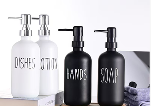 Contenitore Personalizzato per Igienizzante Mani da 250ml - 500ml, Nuovo Dispenser in Vetro Rotondo per Sapone Liquido e Schiuma Lavamani - Product Image 2