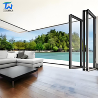 Puerta Plegable Exterior Resistente a Huracanes para Balcón de Villa, Puerta Plegable de Vidrio PVC