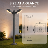 Lampe de balise LED extérieure à double tête 36W en aluminium moulé sous pression pour éclairage commercial de parcs, allées et aménagements paysagers