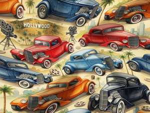 Tela de algodón estampada Classic Hot Rod por metros, ecológica, 100% algodón, para confección de vestidos, acolchados, manualidades y decoración del hogar. - Product Image 2