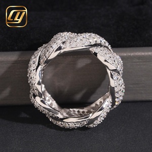 Anillo de Plata de Ley con Baño de Rodio y Cadena Cubana con Diamantes Cultivados en Laboratorio, Estilo Hip Hop, para Mujer, Marca CHOYUE - Product Image 3