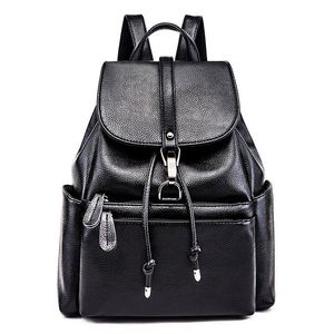 Sac à dos en cuir PU noir de luxe personnalisé pour femme, style mode et mignon, vente en gros - Product Image 1