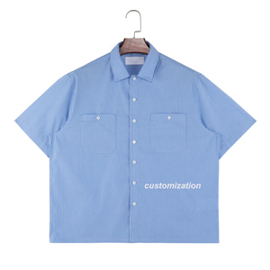 <span class=keywords><strong>Camicie</strong></span> da <span class=keywords><strong>uomo</strong></span> con abbigliamento speciale per giovani camicia a maniche corte Casual a righe semplici a bolle con due tasche - Product Image 1