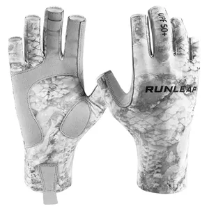 Balıkçılık giyim ucuz toptan parmaksız balıkçılık eldiven UPF50 + UV güneş koruma güneş eldiven erkekler kadınlar için