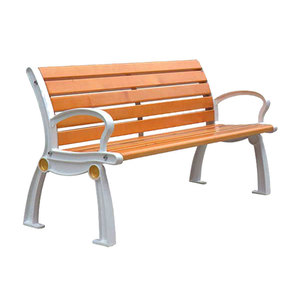 Banc en bois robuste pour aménagement urbain commercial, idéal pour campus, parcs et espaces publics, avec accoudoirs - Product Image 6