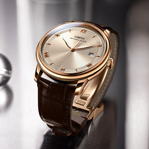 Đồng hồ nam tự động tối giản đơn giản, dây da thép không gỉ, mặt số chống nước, in logo tùy chỉnh, bán buôn - Product Image 2