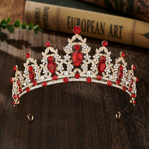 Di lusso da sposa corona colorata in lega di cristallo pieno diamante fascia barocca in metallo Tiara accessori per abiti da sposa copricapo - Product Image 4