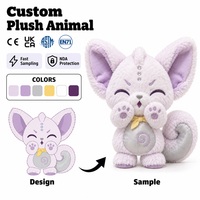 Fabricant OEM de jouets en peluche personnalisés : Renard des neiges violet anime, Kitsune mignon avec tenue, faible MOQ, pour conception de logo et couleur personnalisés