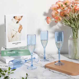 Flûtes à champagne bleues <span class=keywords><strong>incassables</strong></span> en plastique, <span class=keywords><strong>verres</strong></span> à vin réutilisables en acrylique <span class=keywords><strong>pour</strong></span> la décoration de fêtes au bord de la piscine - Product Image 5