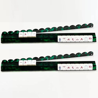 Supports de Mahjong de Luxe Vintage en Acrylique Couleur Écaille de Tortue de 20 Pouces et Poussoirs Durables pour Tuiles de Mahjong Épaissies de 5 mm