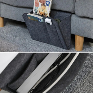 Sac de rangement en feutre pour chevet, 1 pièce, organisateur suspendu pour télécommande de lit, bureau, télévision, canapé, avec poches - Product Image 4