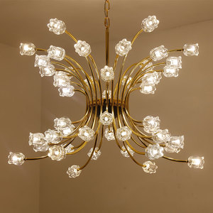 Intérieur fleur <span class=keywords><strong>rose</strong></span> en forme de verre lampe de lustre de luxe de banquet de fête de mariage villa pendentif lumière - Product Image 2