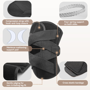 Genouillère réglable Boer avec sangles croisées, manchon de compression professionnel pour déchirure du ménisque, course à pied et randonnée - Product Image 3