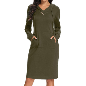 <span class=keywords><strong>Sweat</strong></span>-shirt pour femmes <span class=keywords><strong>Robe</strong></span> en coton pour femmes Fabricants de vêtements Elégant Logo personnalisé Robes à capuche à manches longues Casual Summer - Product Image 1