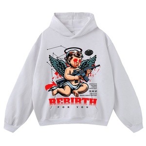 Felpa <span class=keywords><strong>con</strong></span> Cappuccio Invernale di Tendenza, Stile Vintage <span class=keywords><strong>con</strong></span> Effetto Usurato e Stampa, Vestibilità Ampia, Stile Unisex in Cotone - Product Image 6