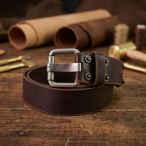 Ceinture en cuir de vachette poli marron pour homme, design vintage écologique, avec boucle carrée ou motif serpent, personnalisable, la plus vendue - Product Image 1
