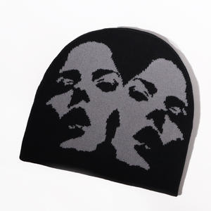 뜨거운 판매 이미지 패턴 니트 비니 간단한 패션 캐주얼 믹스 가을과 겨울 야외 추운 날씨 따뜻함 - Product Image 6