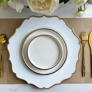 Décoration de mariage et de noël dessous plates de dîner de luxe plate de recharge en plastique sage pour la maison - Product Image 3
