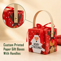 Emballages cadeaux de Noël, boîtes rigides en carton recyclables et pliables avec poignées en relief et rubans pour bonbons, friandises et cadeaux de fête