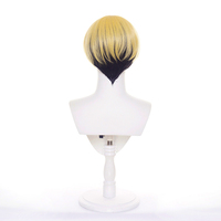 Perruque de cosplay Ainizi de 30 cm, cheveux courts blonds mélangés à du noir, personnage de Matsuno Chifuyu, de Tokyo Revengers
