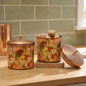 Floral Food <b>Container</b> With Lid Round <b>Storage</b> Jar Bohemian Design For <b>Kitchen</b> Use - Product Image 5