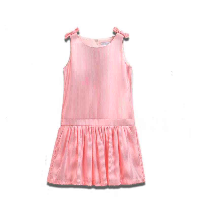 Custom Summer Little Girls Dress Cotton Casual Sleeveless Daily Casual Dress