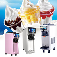 Mesin es krim kecil otomatis kapasitas tinggi, mesin es krim kecil lunak baja tahan karat 10-15l/H