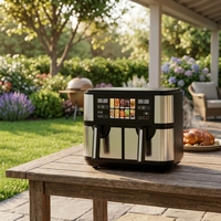 Friteuse à air numérique 8L à double panier en plastique avec panneau de commande TFT, four électrique intelligent multifonctionnel pour la cuisine