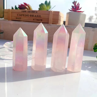 Pilier en pierre naturelle guérison Reiki, tour de cristal énergie ange Aura clair Rose Quartz pointe de cristal baguette