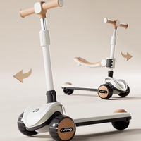 Trottinette pour enfants avec barrière de sécurité, poignée de poussée, lumières et musique, trottinette pliable à 3 roues, hauteur réglable de 1 à 8 ans, trottinettes pour enfants