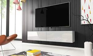 Selsey-Salon Meuble <span class=keywords><strong>TV</strong></span> Blanc mat/Blanc brillant peut s'<span class=keywords><strong>accrocher</strong></span> <span class=keywords><strong>au</strong></span> <span class=keywords><strong>mur</strong></span> - Product Image 3