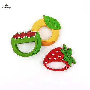 BPA buah silikon makanan gratis gutta percha kunyah nanas fashion teether gel silika dapat dimakan permen karet berbentuk apple