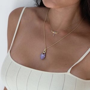 <span class=keywords><strong>Dragonfly</strong></span> kalung emas kuning personalisasi kalung pesona untuk membuat perhiasan perak kalung 925 Non noda berlapis liontin - Product Image 6