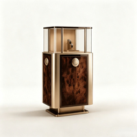 Comptoir de présentation de bijoux de luxe sur mesure, vitrine à montres en placage de bois massif avec éclairage LED pour boutique haut de gamme