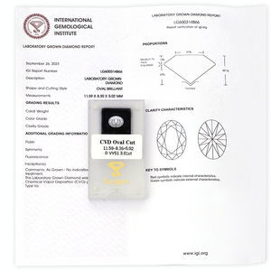 Diamants en vrac Starsgem avec certificats IGI, 1,0 ct, 1,5 ct, 2,0 ct, 3,0 ct, taille ovale, diamants HPHT CVD, diamants cultivés en laboratoire IGI - Product Image 3