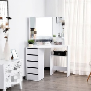 Luxury Custom Wood Panel Modern Bedroom Durable 3-Tier 5-Drawer Mirror Custom Color USA Origin Makeup Vanity - Product Image 3
