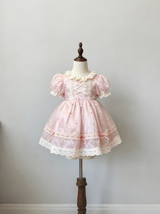 Vestito Lolita Rosa in Pizzo Senza Maniche a Mezza Lunghezza per Bambine, Nuova Collezione Estate 2026, Morbido e Confortevole, Elegante Abito da Principessa per il Primo Compleanno - Product Image 1