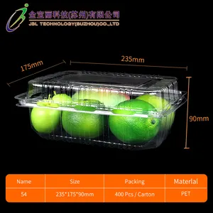 Embalagem plástica descartável transparente do recipiente da fruta do alimento da manga laranja embalagem caixa de plástico com tampa giratória
