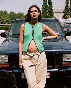 <span class=keywords><strong>H</strong></span>-02320 Nuevo Top de Manga Corta Ultra Corto con Cuello Bordado y <span class=keywords><strong>Chaleco</strong></span> a Juego - Product Image 6