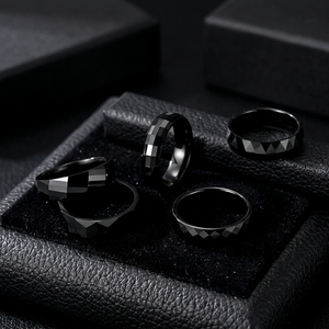 Bague unisexe en céramique à facettes géométriques, multi-styles, avec incrustation simple, bijoux cadeau, bagues tendance - Product Image 1